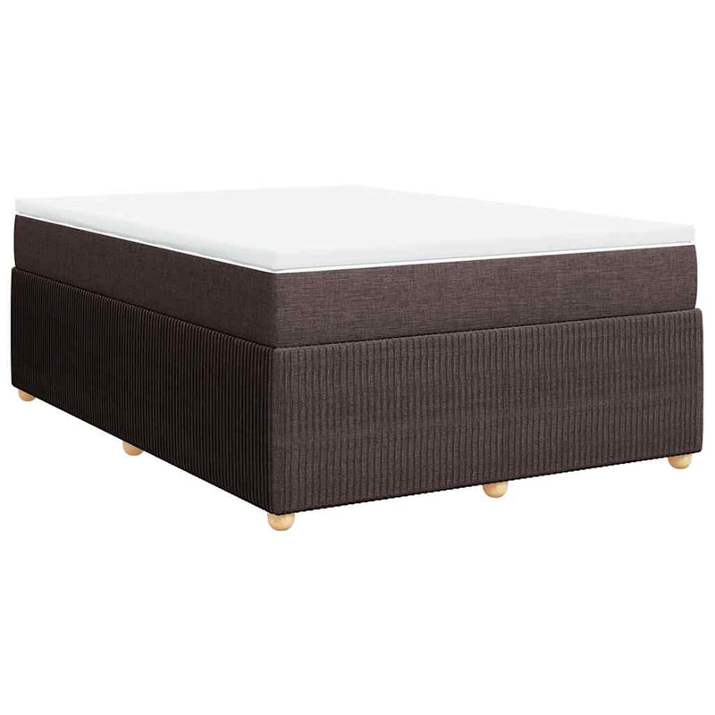 Pat box spring cu saltea, maro închis, 140x200 cm, textil