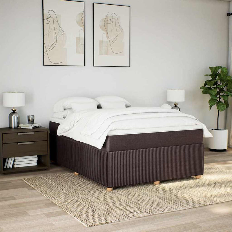 Pat box spring cu saltea, maro închis, 140x200 cm, textil