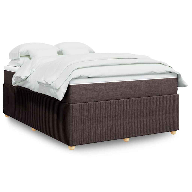 Pat box spring cu saltea, maro închis, 140x200 cm, textil