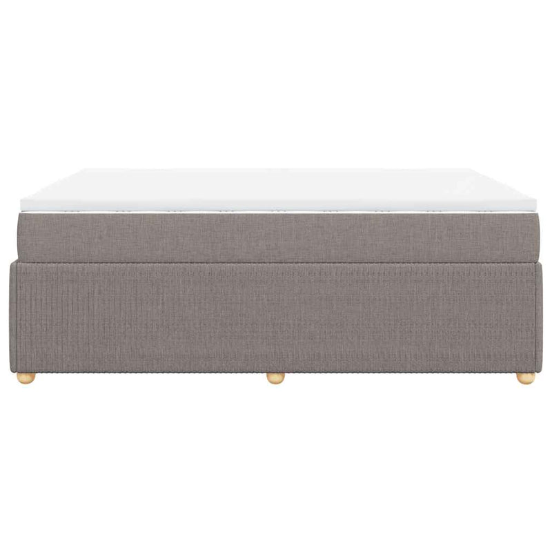 Pat box spring cu saltea, gri taupe, 140x200 cm, textil