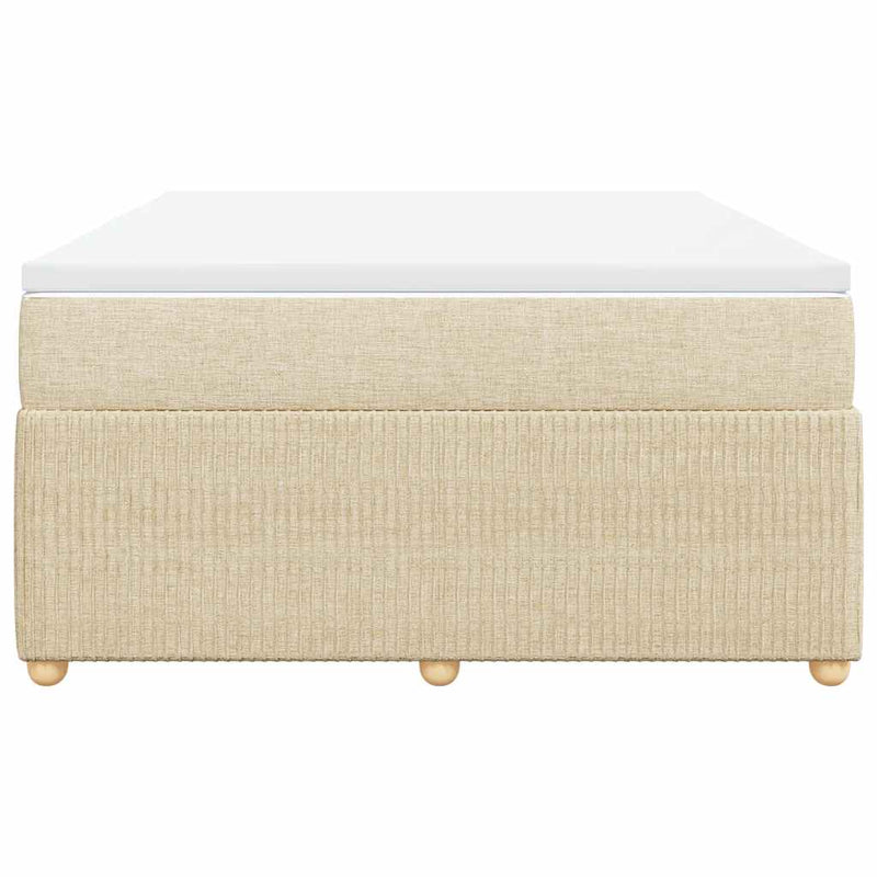 Pat box spring cu saltea, crem, 140x200 cm, textil