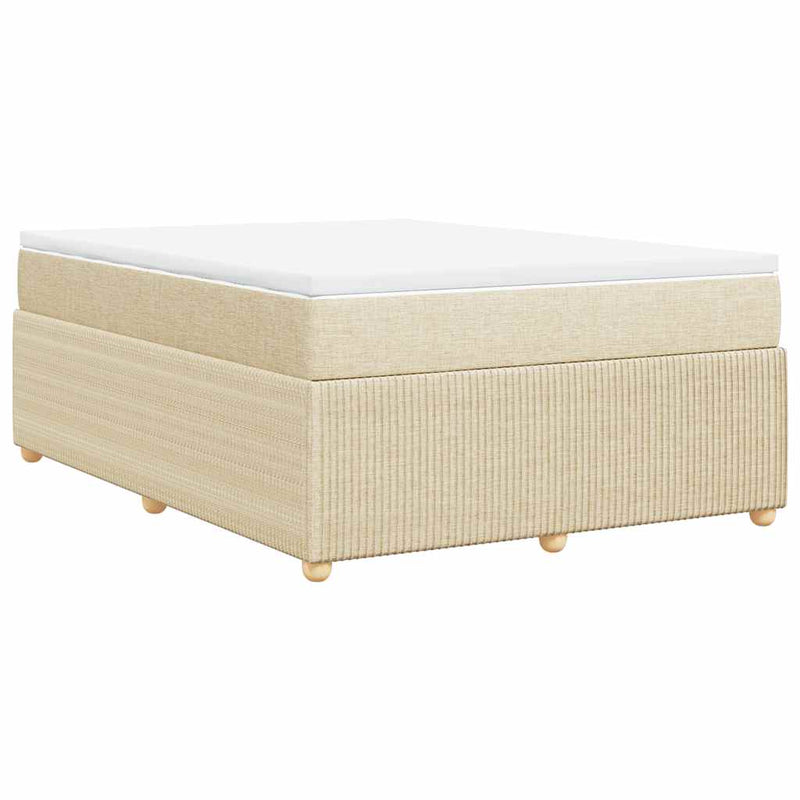 Pat box spring cu saltea, crem, 140x200 cm, textil