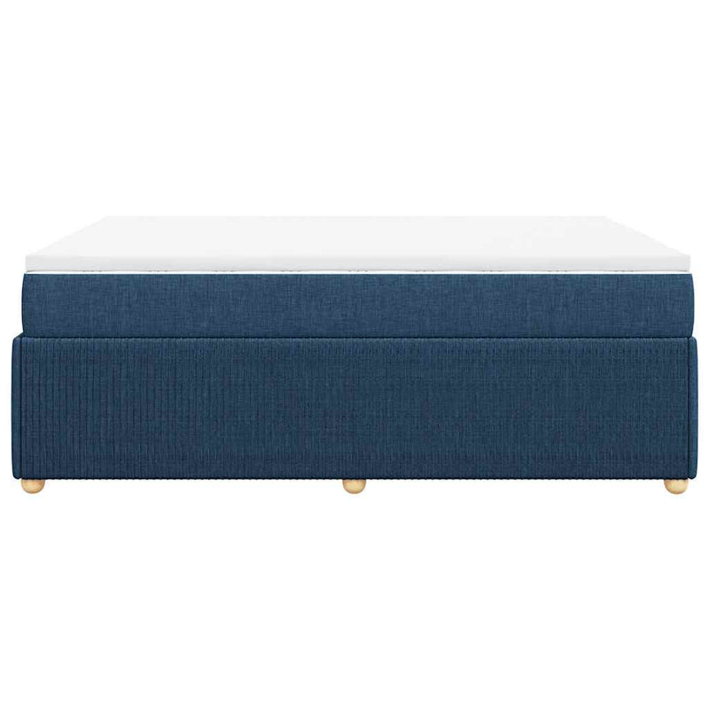 Pat box spring cu saltea, albastru, 140x200 cm, textil