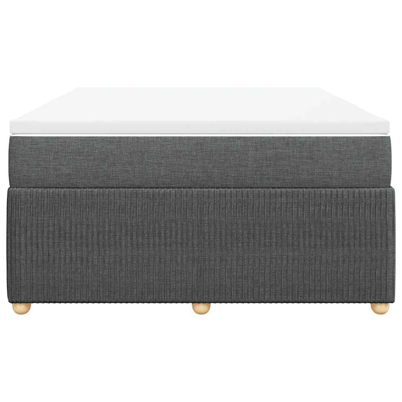 Pat box spring cu saltea, gri închis, 140x200 cm, textil