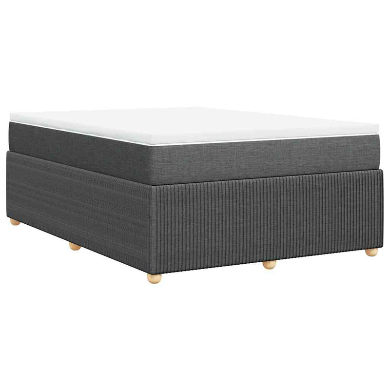 Pat box spring cu saltea, gri închis, 140x200 cm, textil