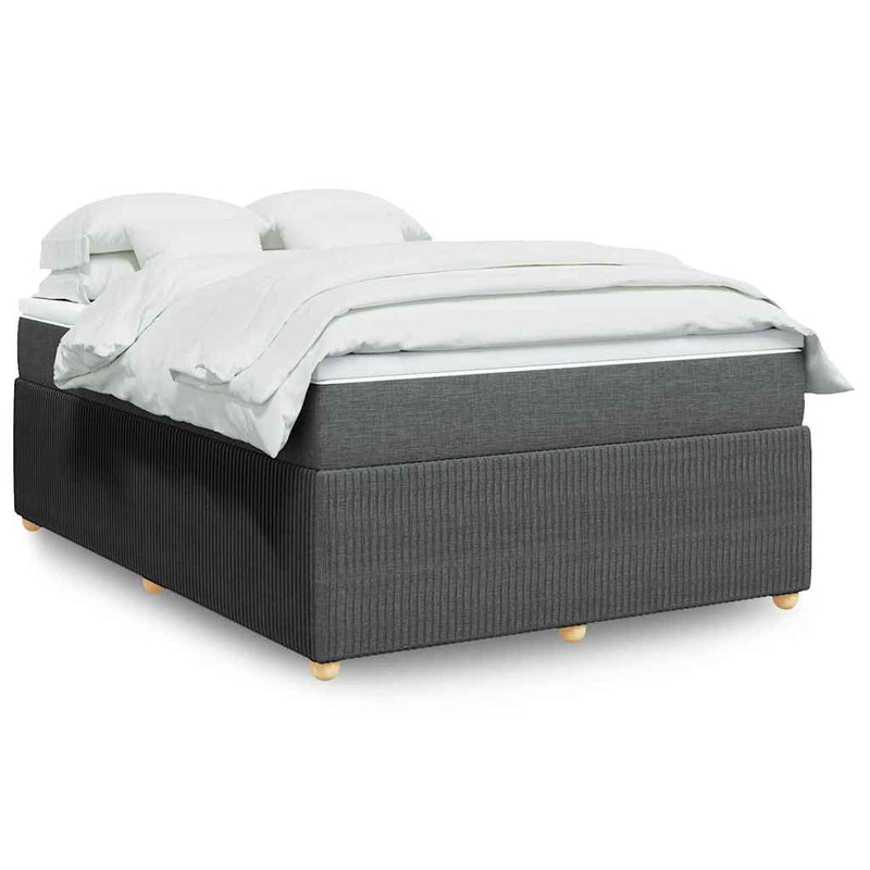 Pat box spring cu saltea, gri închis, 140x200 cm, textil