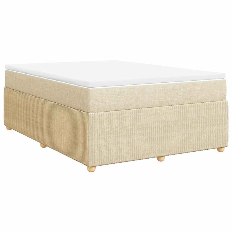 Pat continental cu saltea, crem, 140x200 cm, material textil