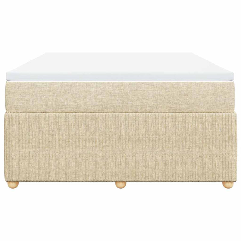 Pat continental cu saltea, crem, 140x200 cm, material textil