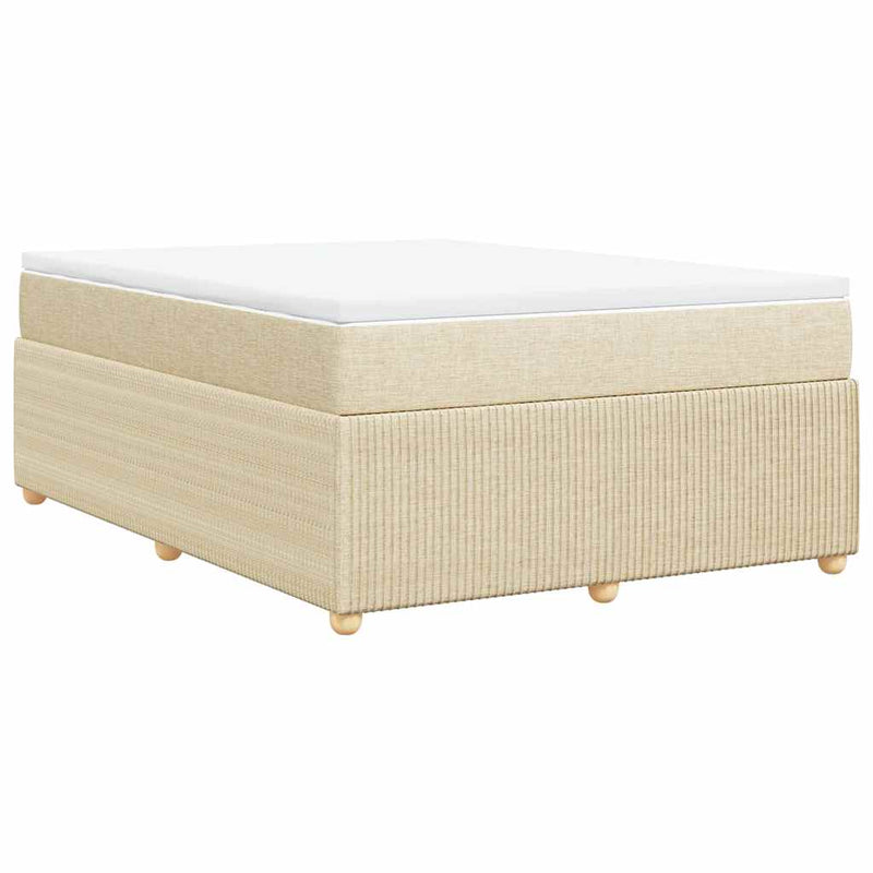 Pat continental cu saltea, crem, 140x200 cm, material textil