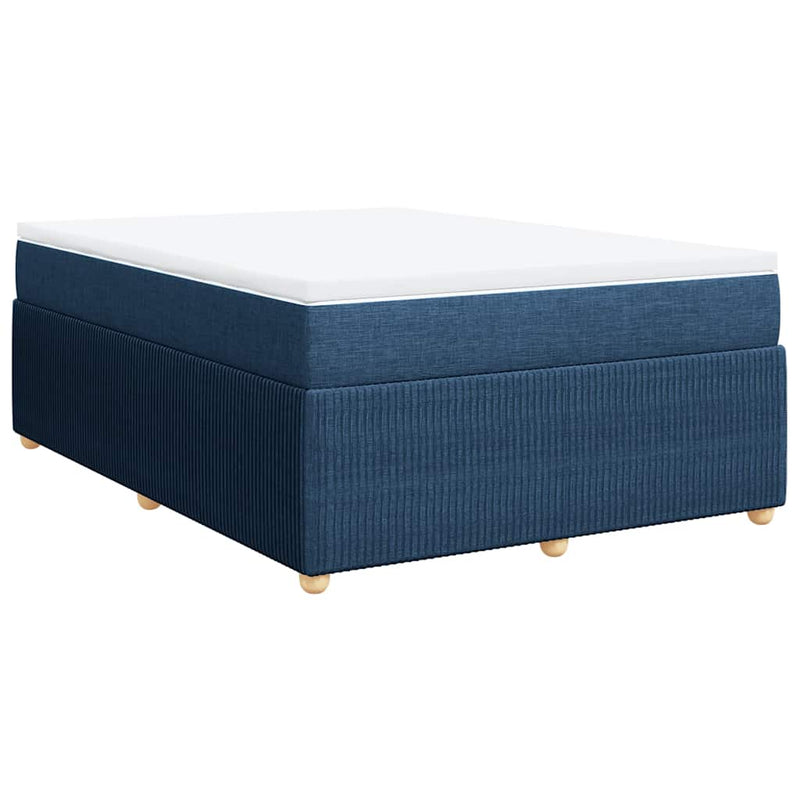 Pat continental cu saltea, albastru, 140x200cm, material textil