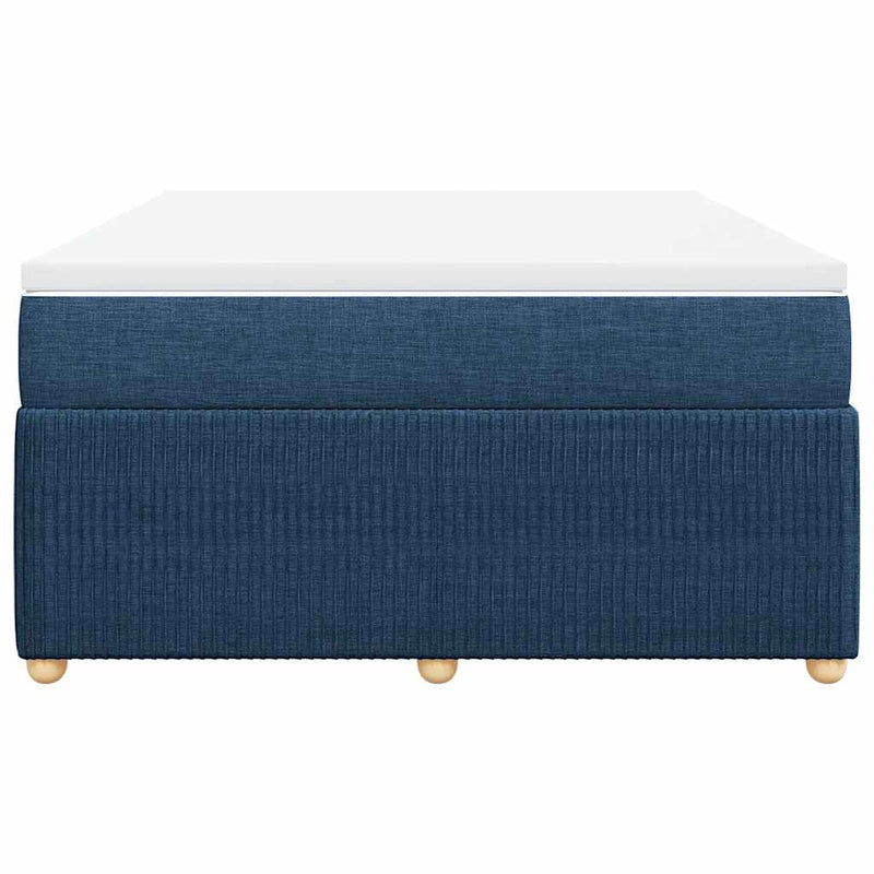 Pat continental cu saltea, albastru, 140x200cm, material textil