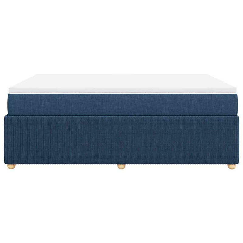 Pat continental cu saltea, albastru, 140x200cm, material textil