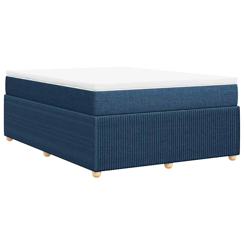 Pat continental cu saltea, albastru, 140x200cm, material textil