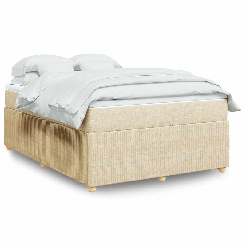 Pat box spring cu saltea, crem, 160x200 cm, material textil