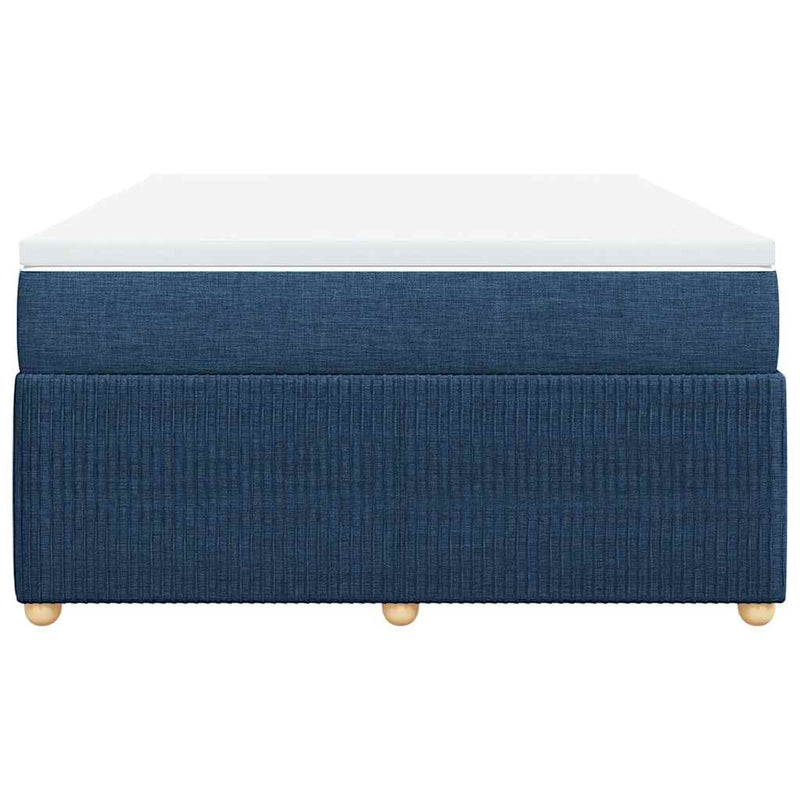 Pat continental cu saltea, albastru, 160x200cm, material textil