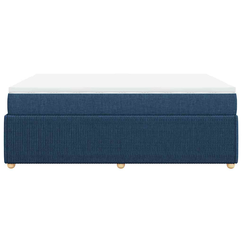 Pat continental cu saltea, albastru, 160x200cm, material textil