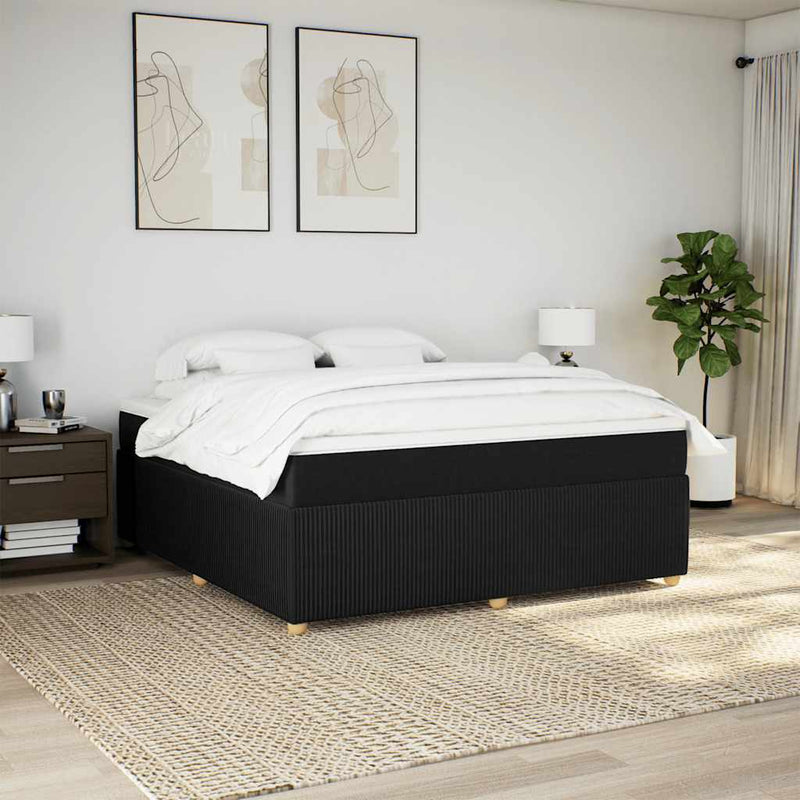 Pat box spring cu saltea, negru, 180x200 cm, catifea