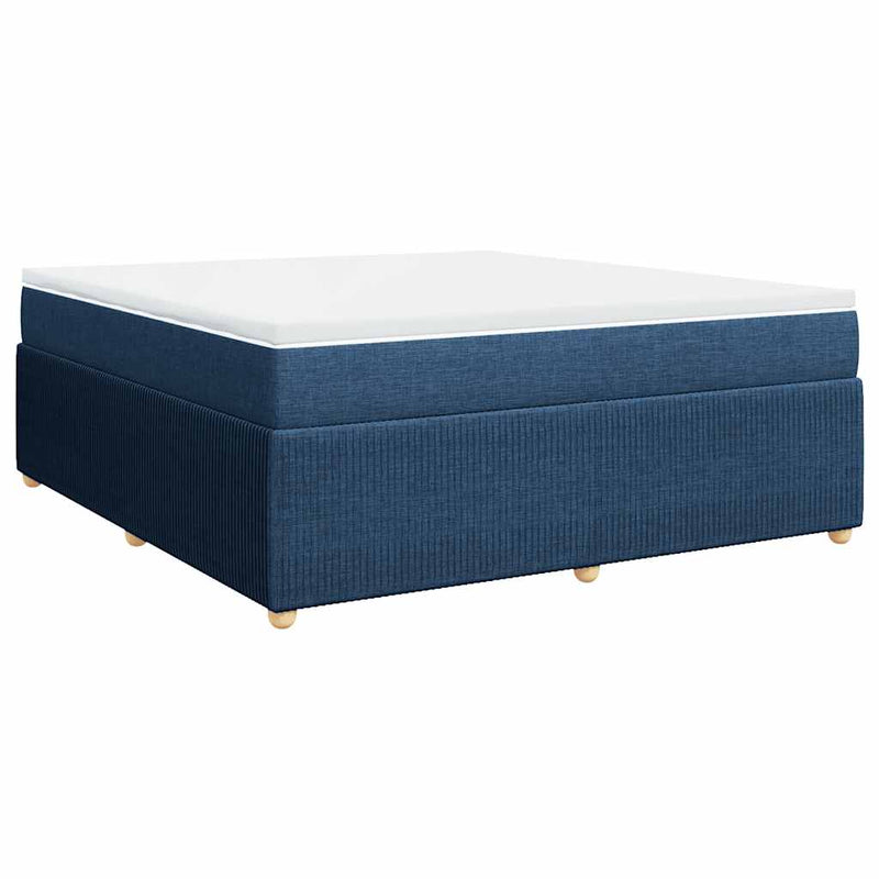 Pat box spring cu saltea, albastru, 180x200 cm, material textil
