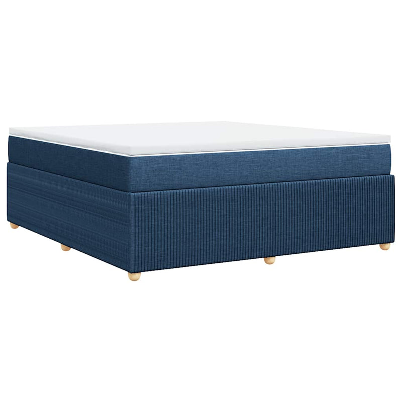 Pat box spring cu saltea, albastru, 180x200 cm, material textil