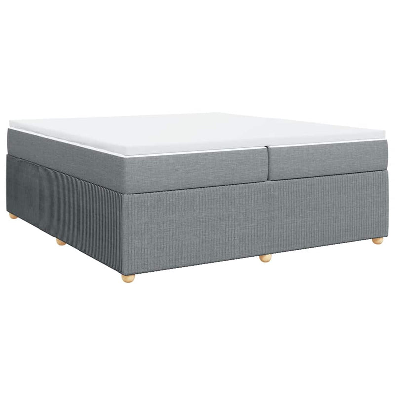 Pat box spring cu saltea, gri deschis, 200x200 cm, textil
