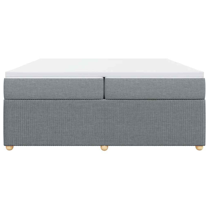 Pat box spring cu saltea, gri deschis, 200x200 cm, textil
