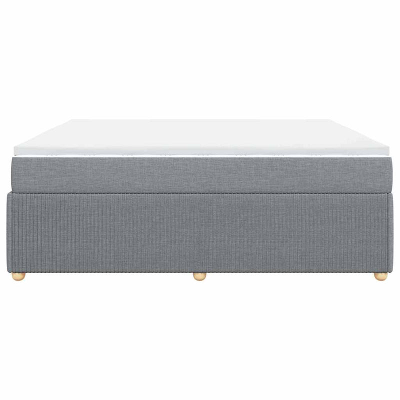 Pat box spring cu saltea, gri deschis, 200x200 cm, textil