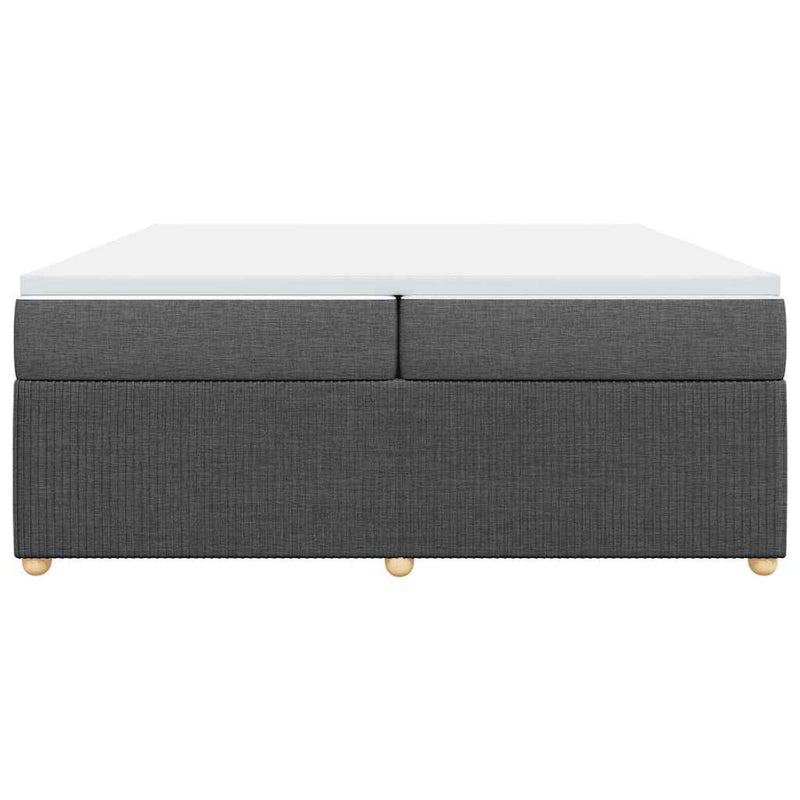 Pat box spring cu saltea, gri închis, 200x200 cm, textil