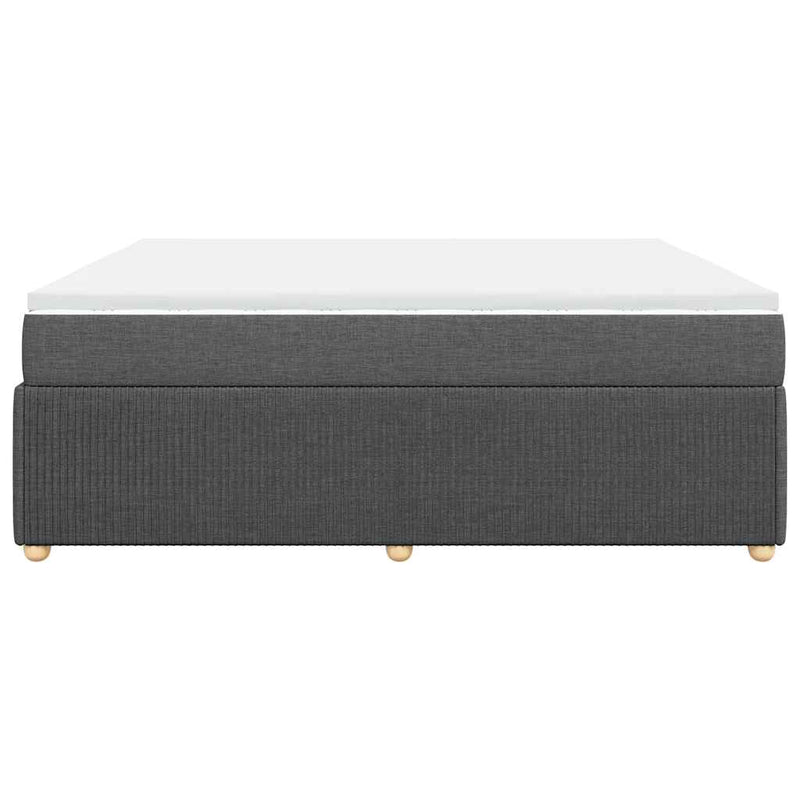 Pat box spring cu saltea, gri închis, 200x200 cm, textil