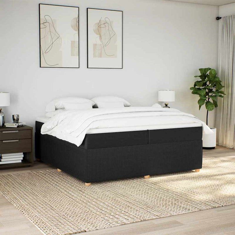 Pat box spring cu saltea, negru, 200x200 cm, textil