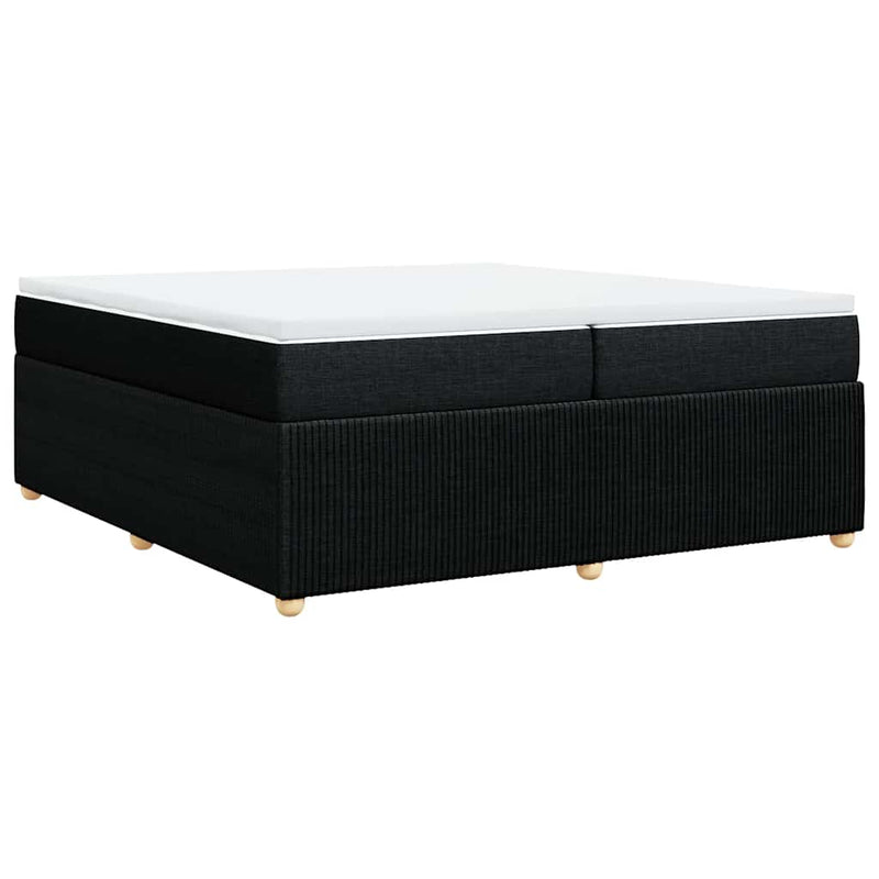 Pat box spring cu saltea, negru, 200x200 cm, textil
