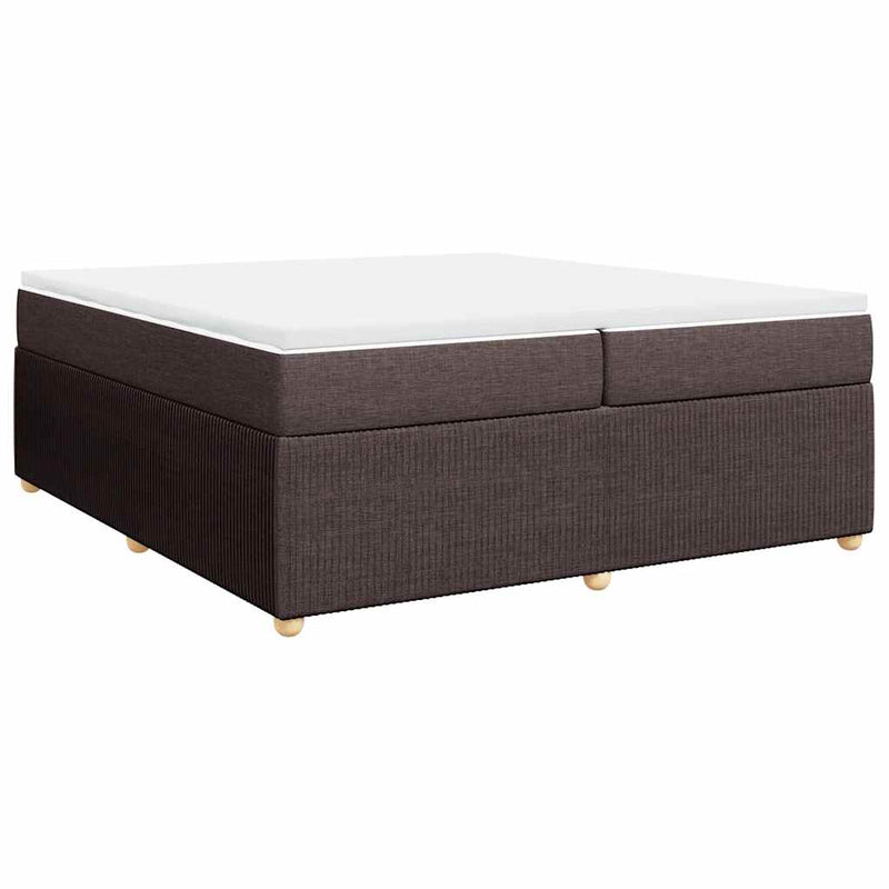 Pat box spring cu saltea, maro închis, 200x200 cm, textil