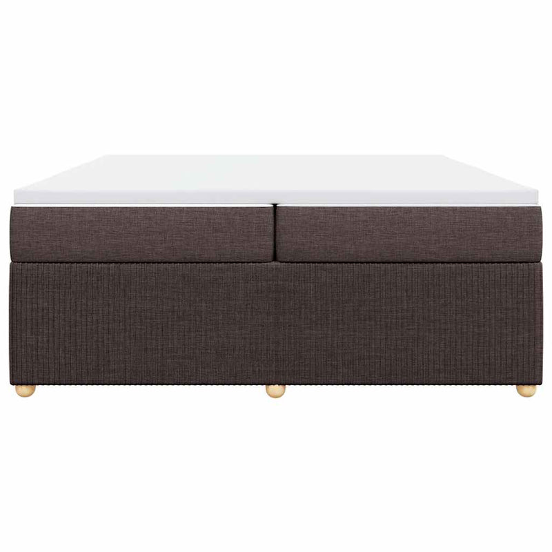 Pat box spring cu saltea, maro închis, 200x200 cm, textil