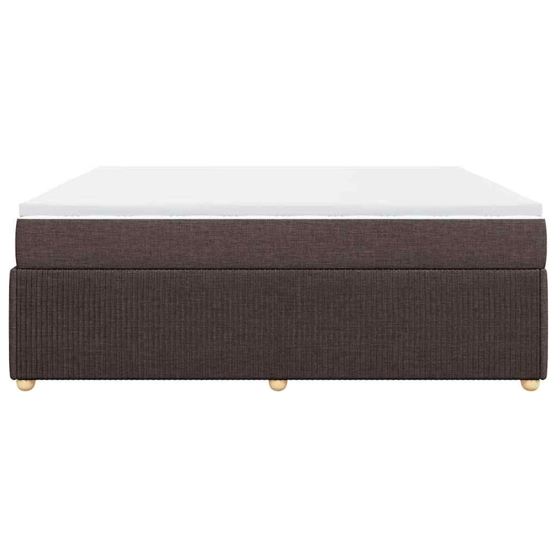 Pat box spring cu saltea, maro închis, 200x200 cm, textil