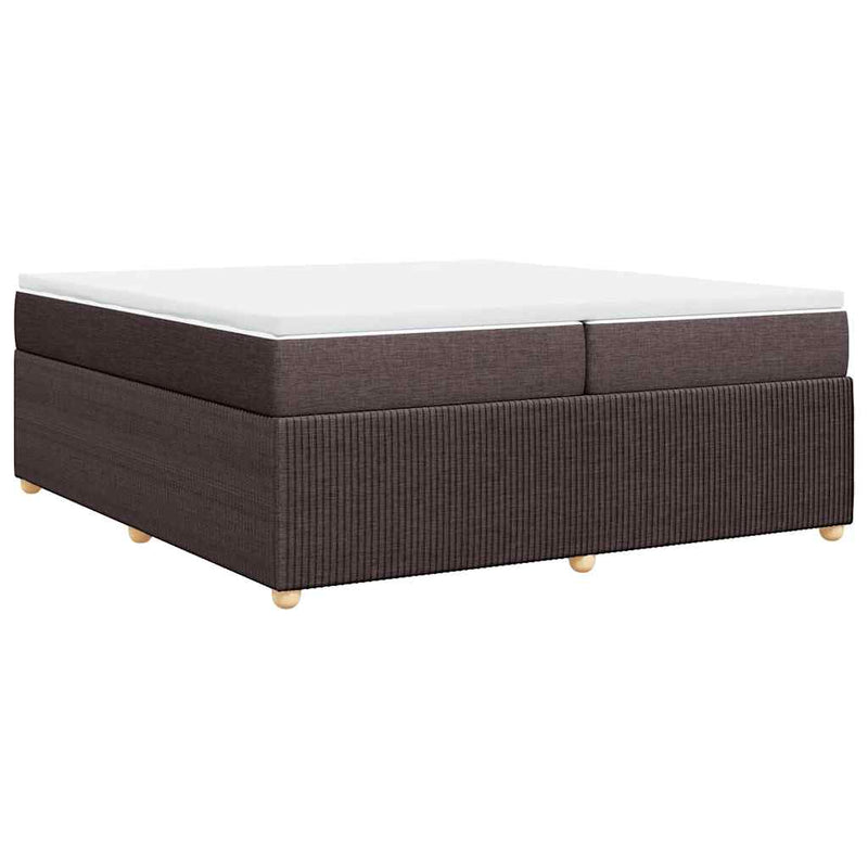 Pat box spring cu saltea, maro închis, 200x200 cm, textil