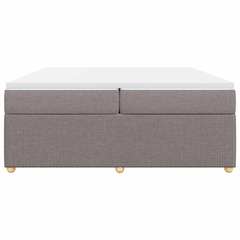 Pat box spring cu saltea, gri taupe, 200x200 cm, textil
