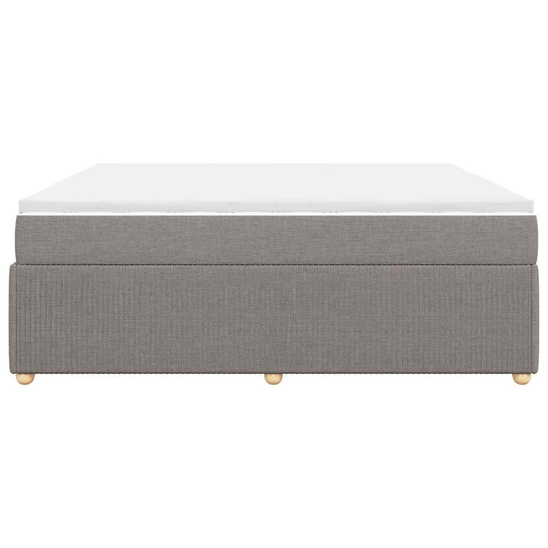 Pat box spring cu saltea, gri taupe, 200x200 cm, textil