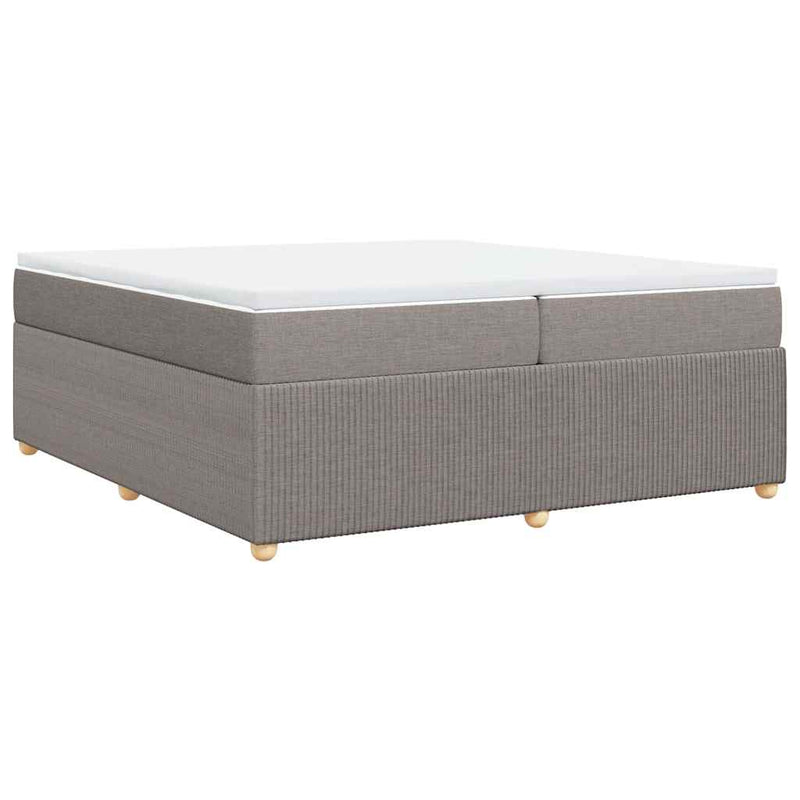 Pat box spring cu saltea, gri taupe, 200x200 cm, textil