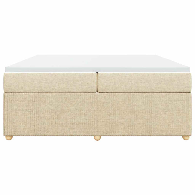 Pat box spring cu saltea, crem, 200x200 cm, textil