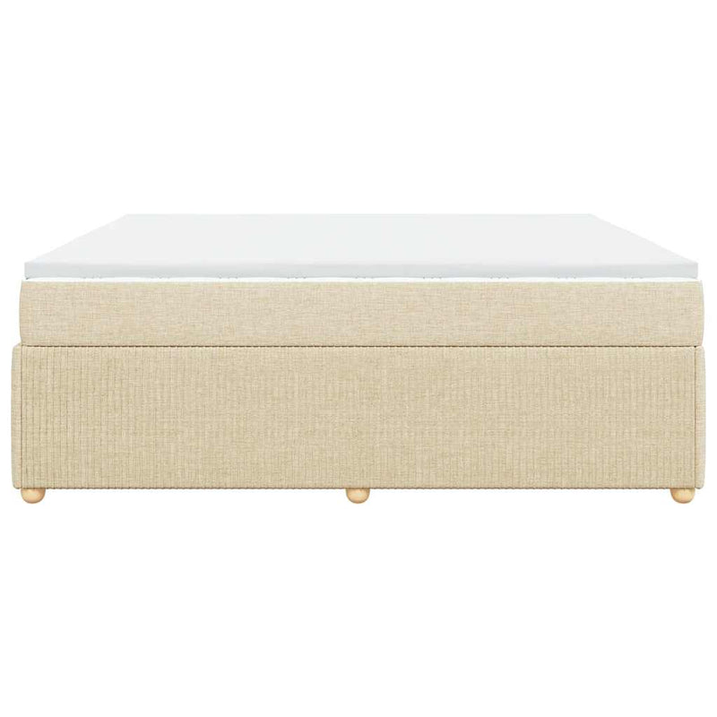 Pat box spring cu saltea, crem, 200x200 cm, textil