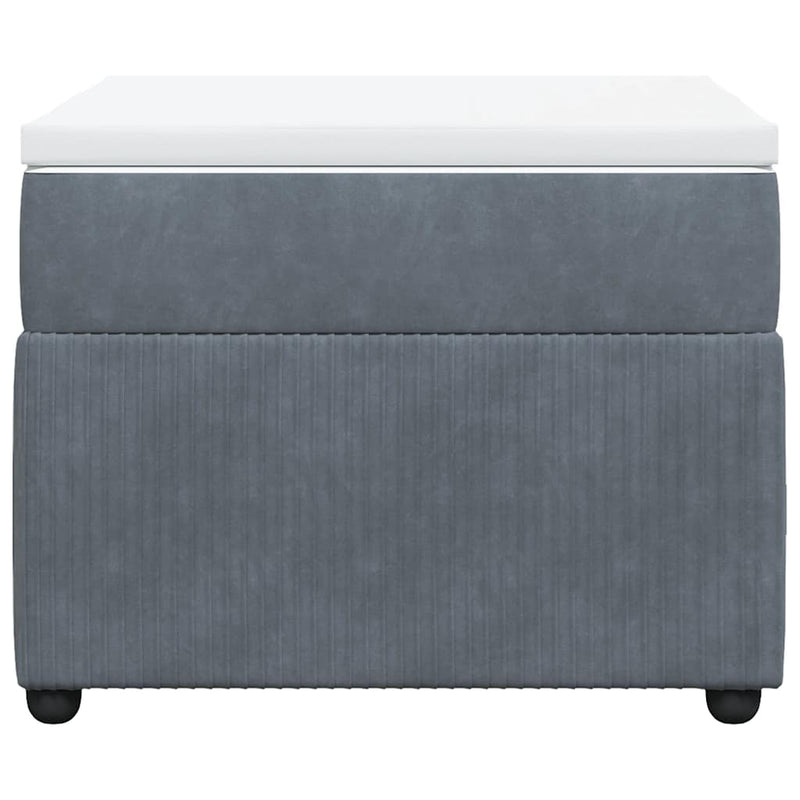 Pat box spring cu saltea, gri închis, 80x200 cm, catifea