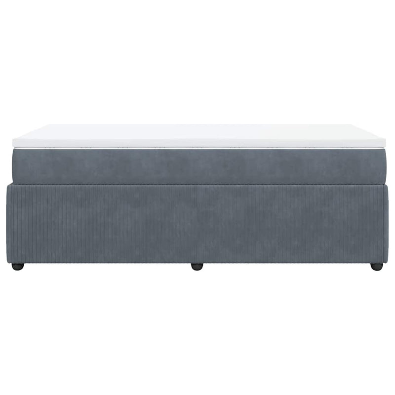 Pat box spring cu saltea, gri închis, 80x200 cm, catifea