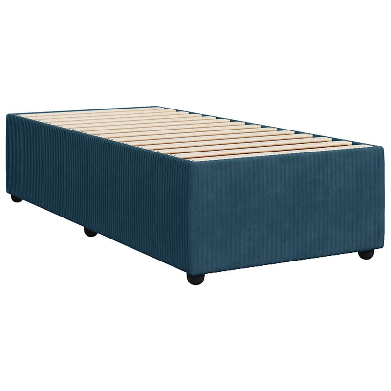 Pat box spring cu saltea, albastru închis, 90x190 cm, catifea