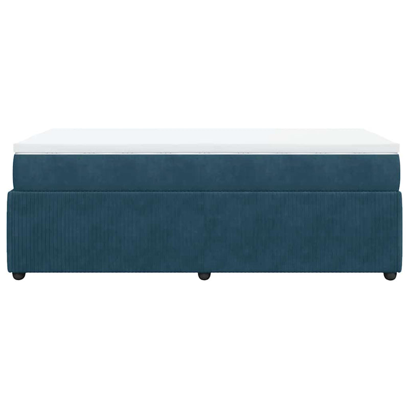 Pat box spring cu saltea, albastru închis, 90x190 cm, catifea