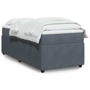 Pat box spring cu saltea, gri închis, 100x200 cm, catifea