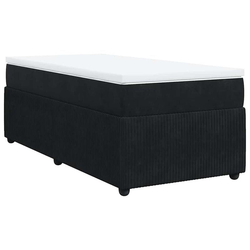Pat box spring cu saltea, negru, 100x200 cm, catifea