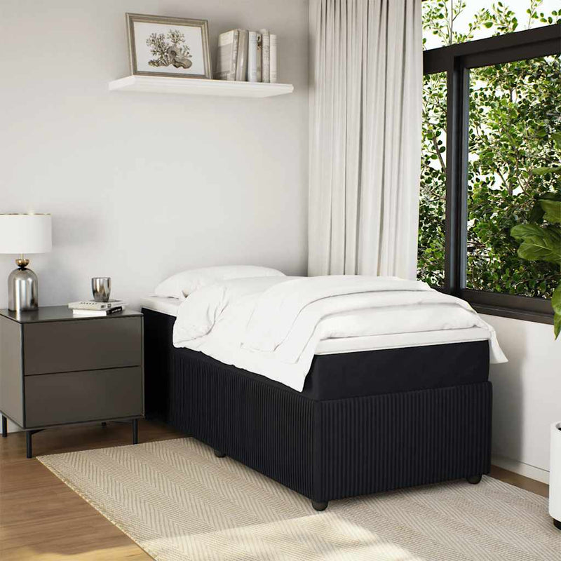 Pat box spring cu saltea, negru, 100x200 cm, catifea
