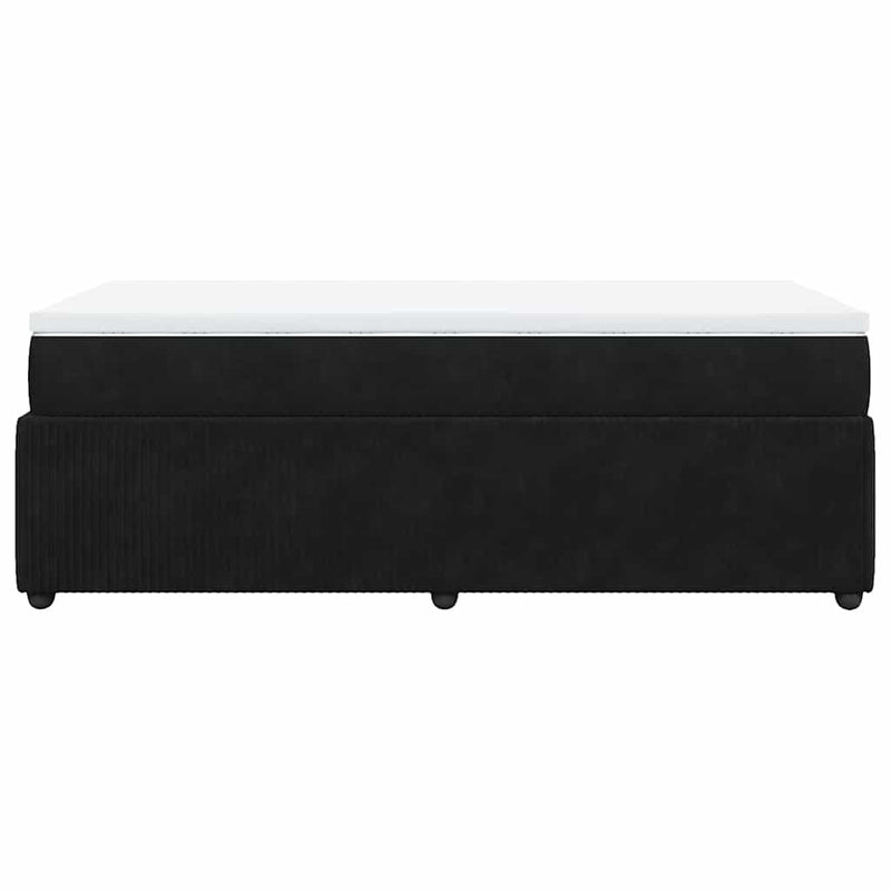 Pat box spring cu saltea, negru, 100x200 cm, catifea