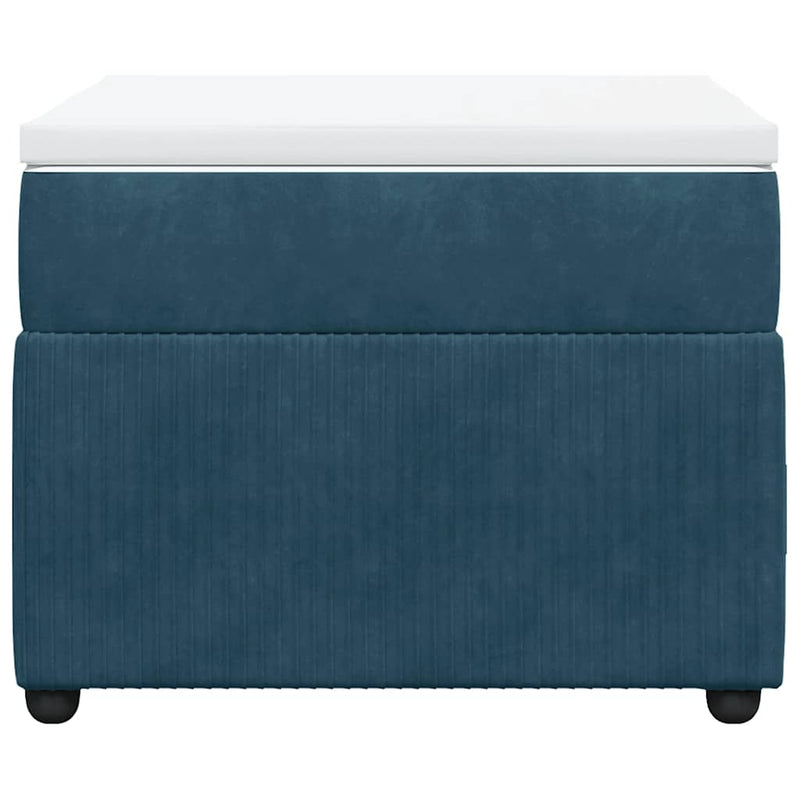 Pat box spring cu saltea, albastru închis, 100x200 cm, catifea
