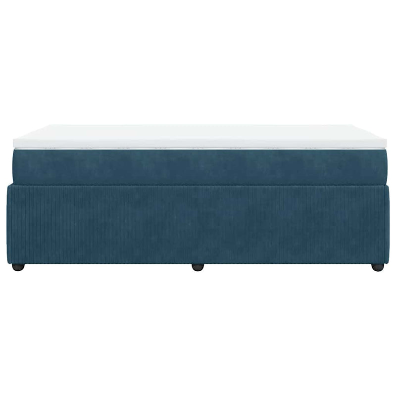 Pat box spring cu saltea, albastru închis, 100x200 cm, catifea