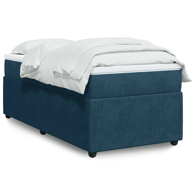 Pat box spring cu saltea, albastru închis, 100x200 cm, catifea